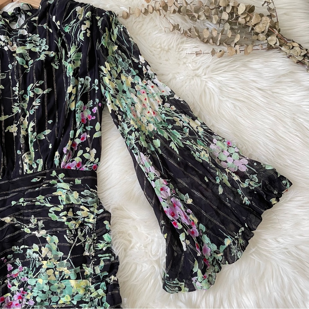 Sabina Musayev Romana Mini Dress Black Floral Small Open Back NWT - Picture 12 of 16